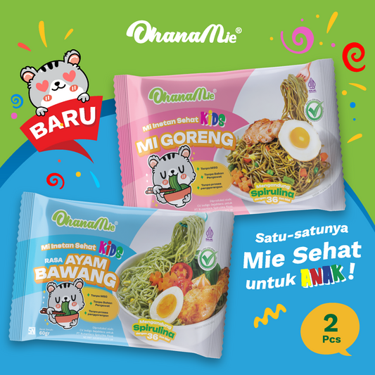 Makanan Anak Mie Anak Sehat Instan Spirulina Non MSG Ohana Mie (2pcs) | OhanaMie